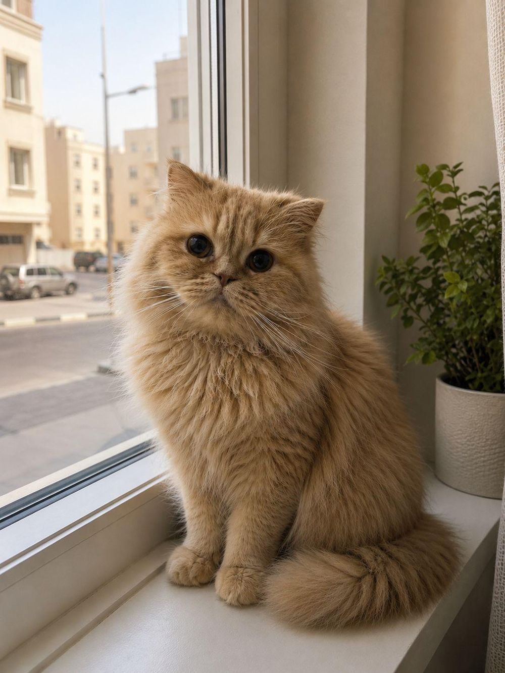 Peach – Scottish Fold & Persian Mix, available for adoption through GWARP